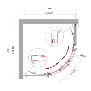 Душевой уголок BelBagno UNO-195-R-2-85-C-Cr хром